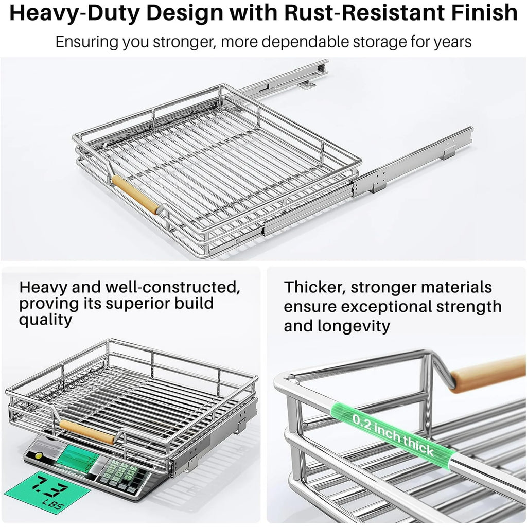 Pull Out Cabinet Organizer, Heavy Duty Smooth Sliding Shelves for Pots and Pans X987688