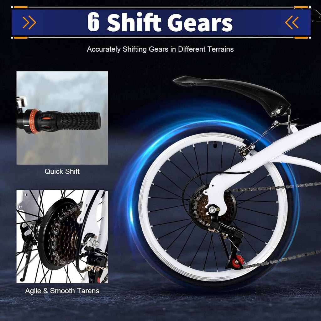 Folding Bike 20 Inch, 6 Speed, Adjustable Seat Y161
