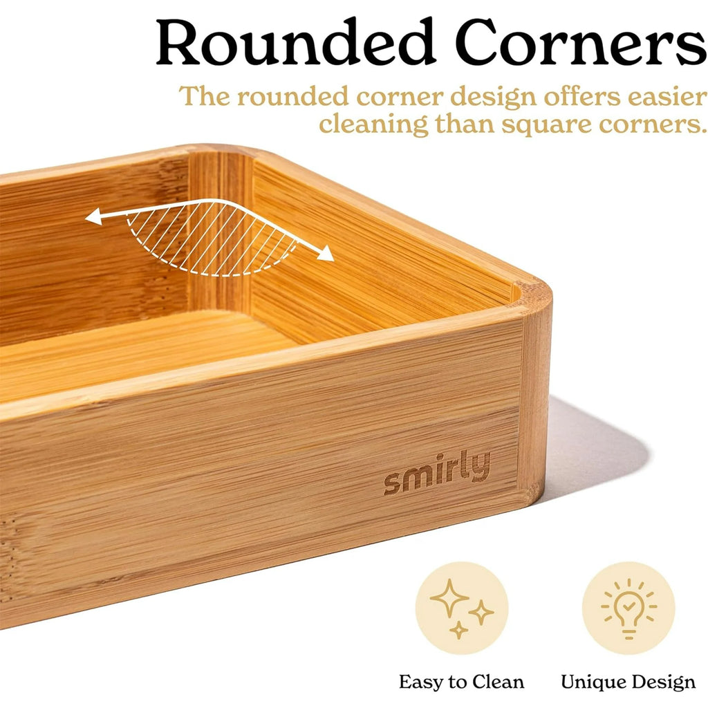 Bamboo Kitchen Drawer Organizer Set for Utensils and Multi-use Storage S800410