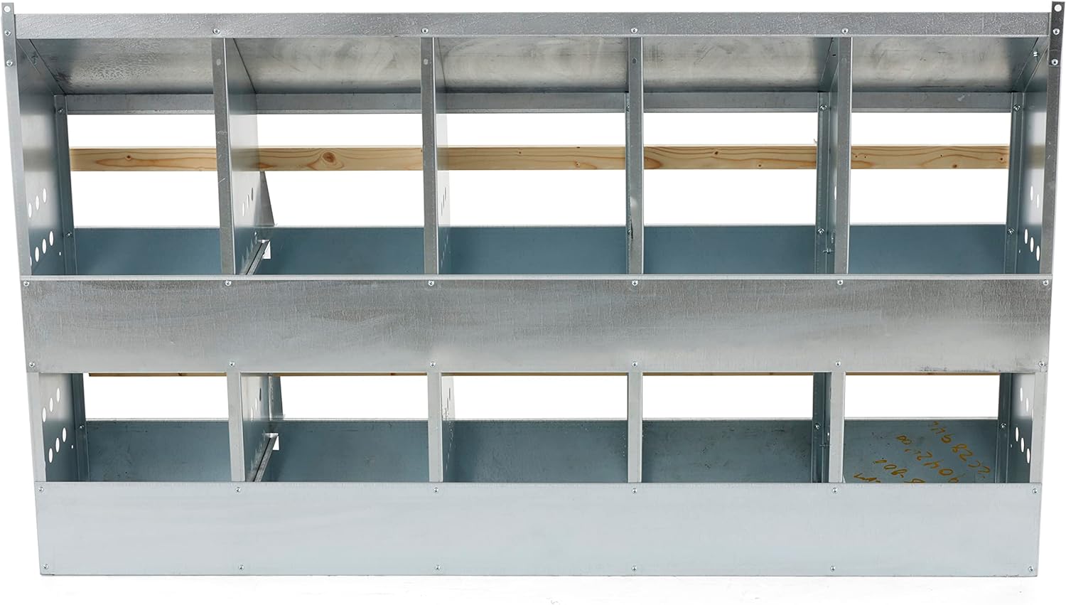 Galvanized Steel 10 Hole Outdoor Poultry Nest Box with Perches, 4 Pack V41339
