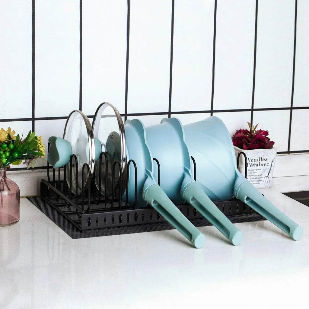 Food Container Lid Organizer with 6 Compartments J597