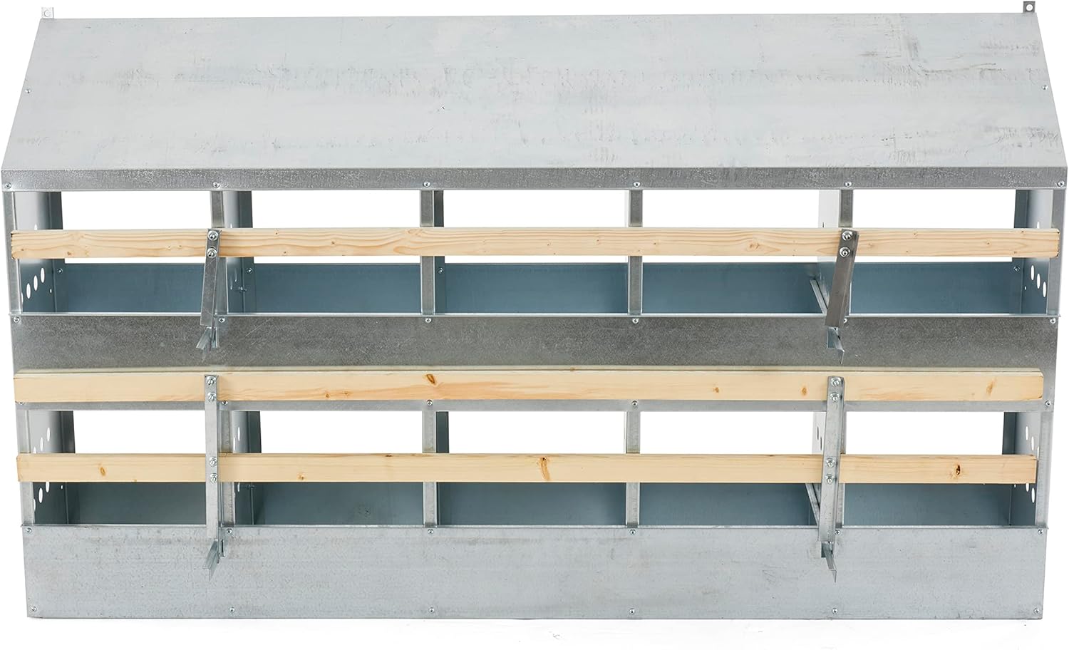 Galvanized Steel 10 Hole Outdoor Poultry Nest Box with Perches, 4 Pack V41339