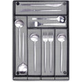 6 Compartments Metal Mesh Kitchen Flatware Organizer Tray, Silverware Drawer Organizer/Utensil Holder and Cutlery Tray with Non Slip Mat (Black)
