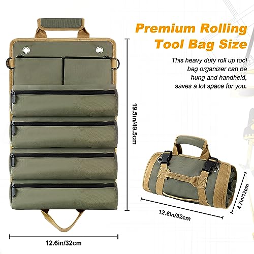 Roll Up Tool Bag with Detachable Pouches, Heavy Duty Organizer S157968