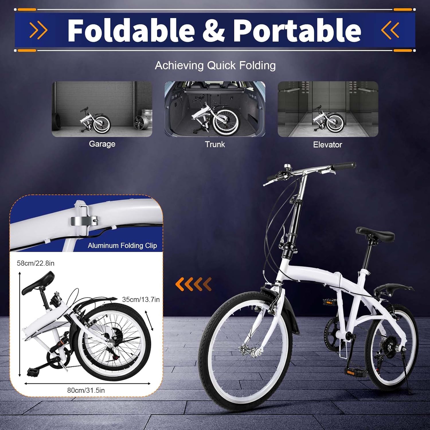 Folding Bike 20 Inch, 6 Speed, Adjustable Seat Y161
