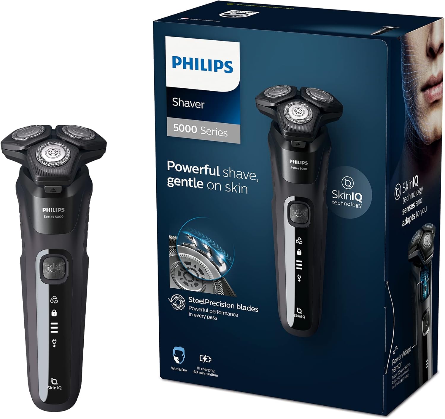 Philips Series 5000 Shaver Wet and Dry Electric Shaver, Beard, Stubble and Moustache Trimmer with SteelPrecision Blades Pop-Up Trimmer