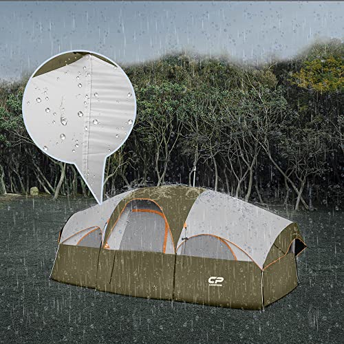 8 Person Camping Tent, Weather Resistant Family Tent with Mesh Windows and Carry Bag Q354