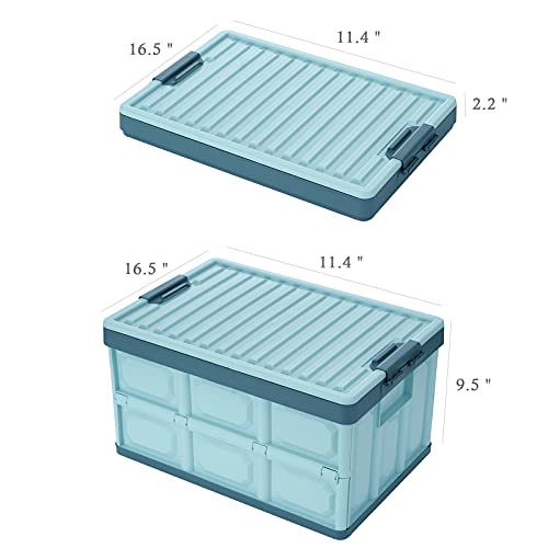 Collapsible Storage Bins with Lids 30L, Stackable Plastic Crates 2-Pack E2742