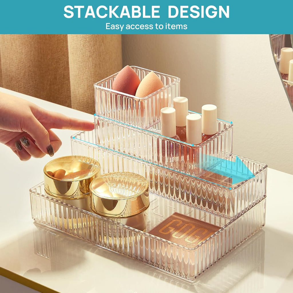 Clear Drawer Organizer Bins, Stackable Acrylic Storage Containers P737