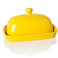 Sweejar Ceramics Butter Dish with Lid, Butter Keeper Container, East/West Coast Butter, 7 inches (White)