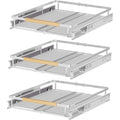 Pull Out Cabinet Organizers,Expandable Slide Out Storage Shelves,D:17.1” x W:12”-18.3” Stainless Steel Storage Drawers,3 Packs of Heavy Duty Gliding Cupboard Shelves for Home Kitchen Pantry Cupboard