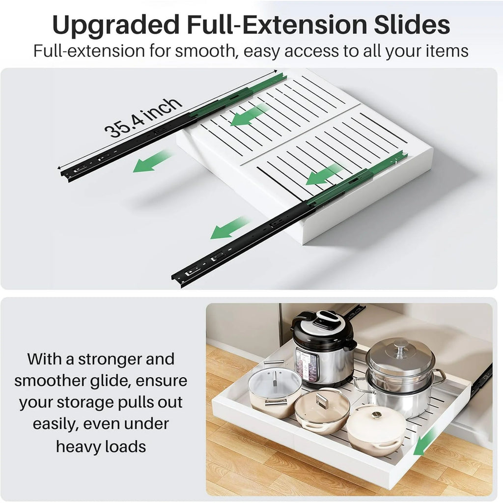 Expandable Pull Out Cabinet Organizer, Heavy Duty Adhesive Slide Out Shelf for Kitchen Pantry L638574