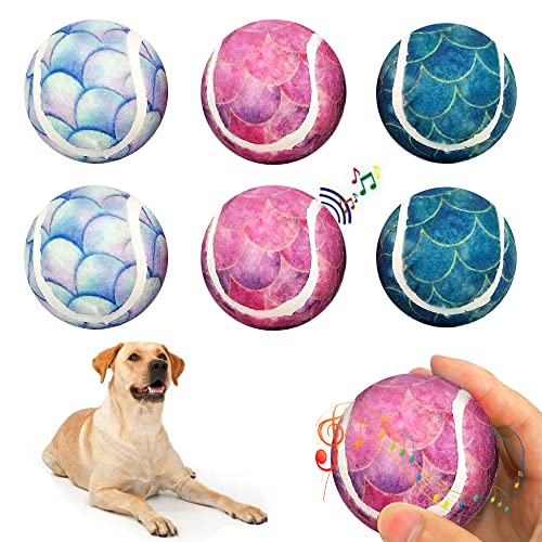 Tennis Balls for Dogs Funny Squeaky Dog Toys Chew Toys for Exercise and Training | 6 Pack Colorful Easy Catching Pet Dog Ball | 2.6" Pet Toys for Small Puppies Medium & Large Dogs