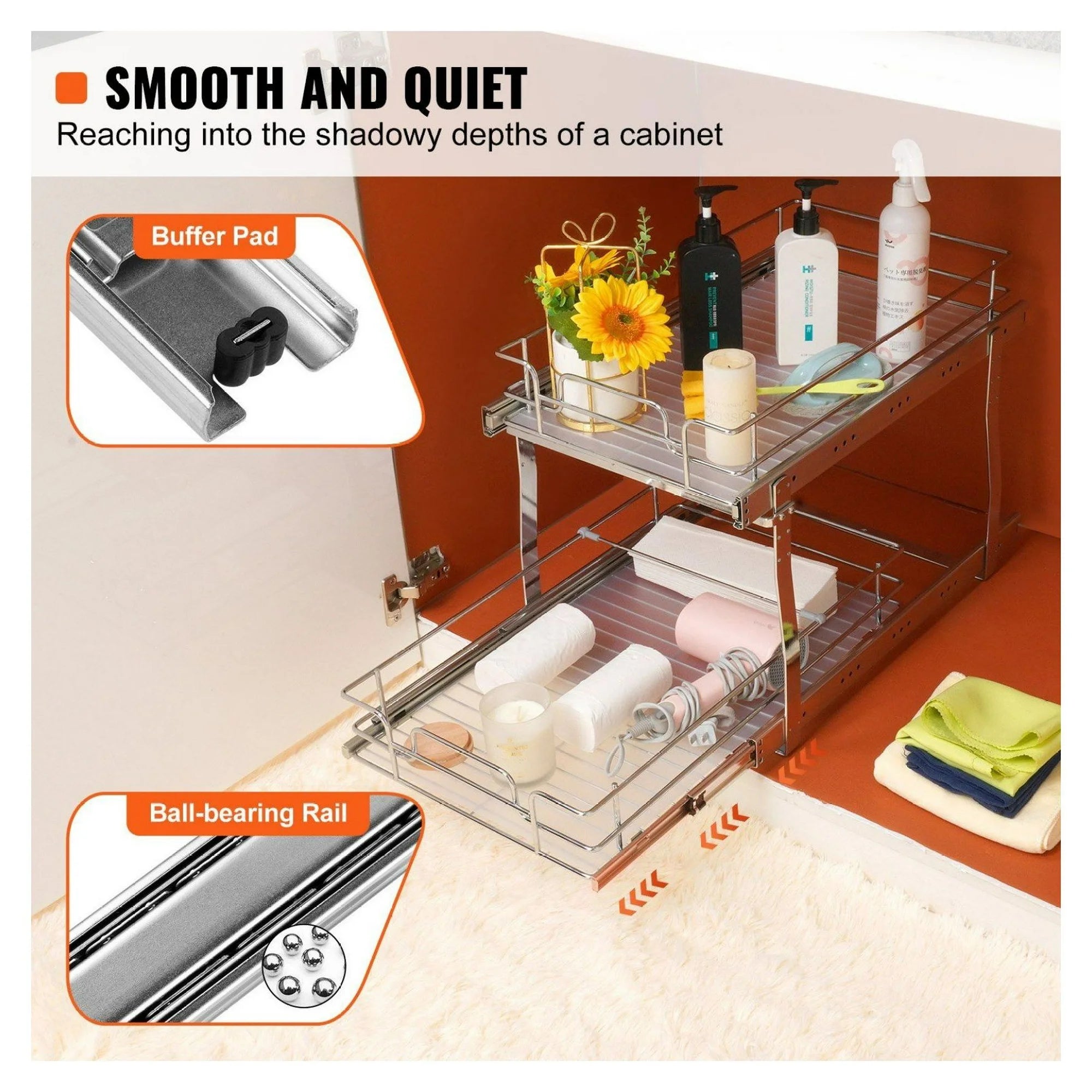 Pull Out Cabinet Organizer, Chrome Slide Out Shelves J564