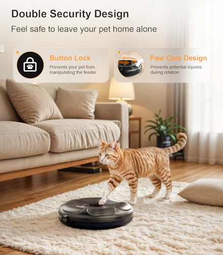 Automatic Cat Feeder Cordless with Stainless Steel Tray and Programmable Timer R825