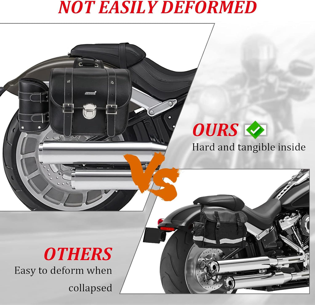 Motorcycle Throw Over Saddlebags Lockable Synthetic Leather, 2 Pack Black W759965