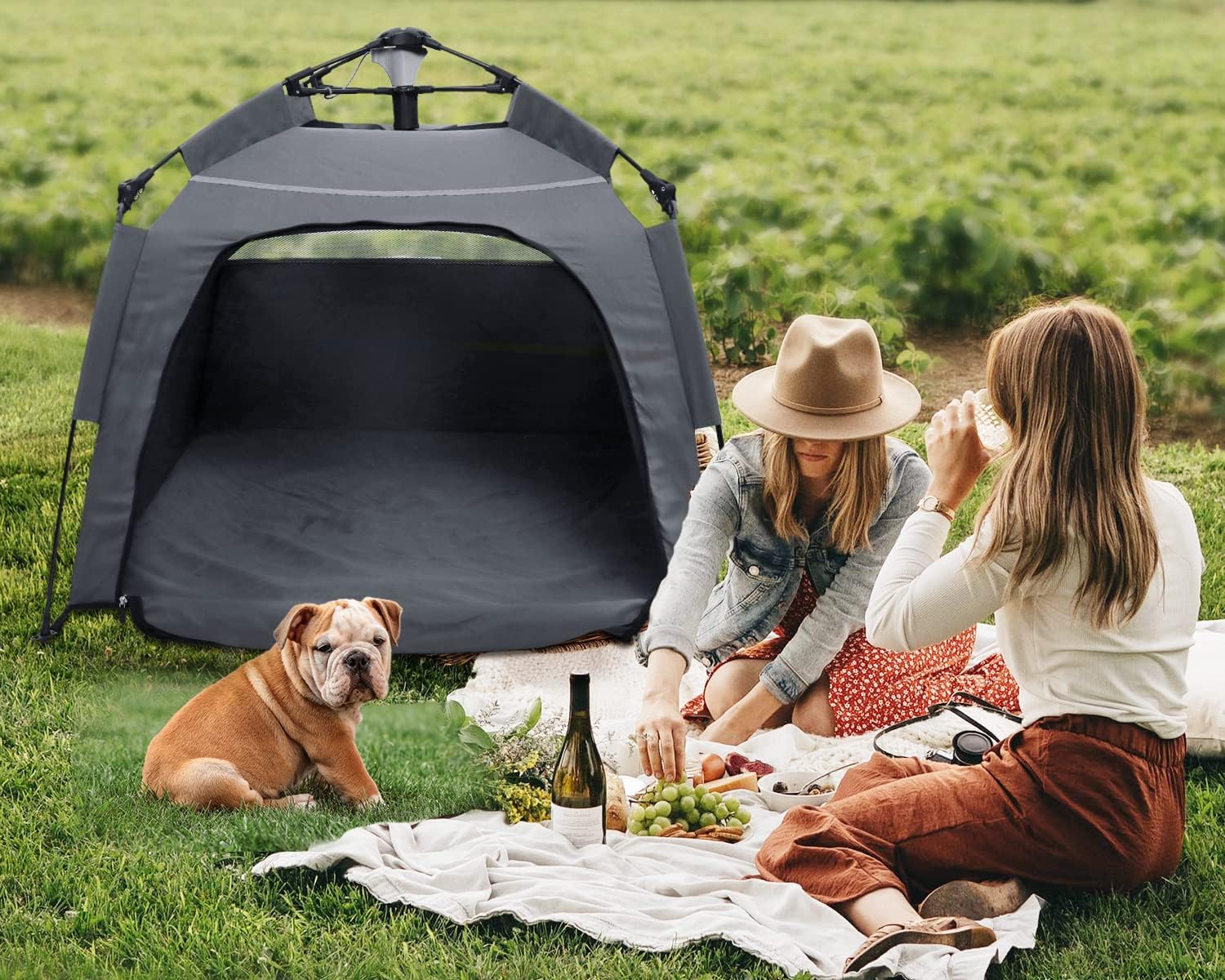 Pop Up Dog Tent for Large Dogs, Foldable Mesh Camping Tent with Shoulder Bag E9928