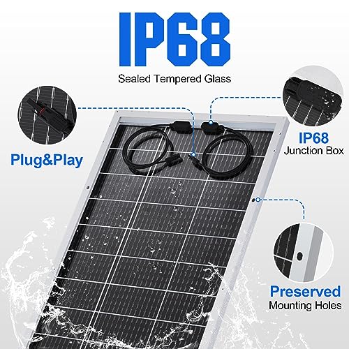 Bifacial 195 Watt 12 Volt Solar Panel Monocrystalline Double-Sided Rigid PV Module for RV, Canopies, Farms, Home and Off-Grid J7732