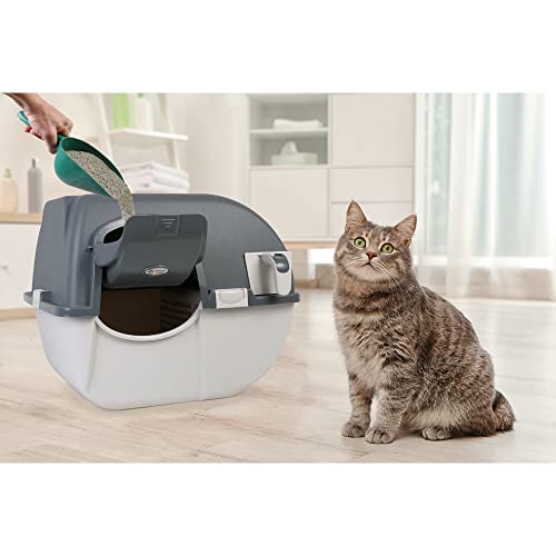 Self-Cleaning Litter Box with Integrated Litter Step and Sifting Grill, Gray Z819134