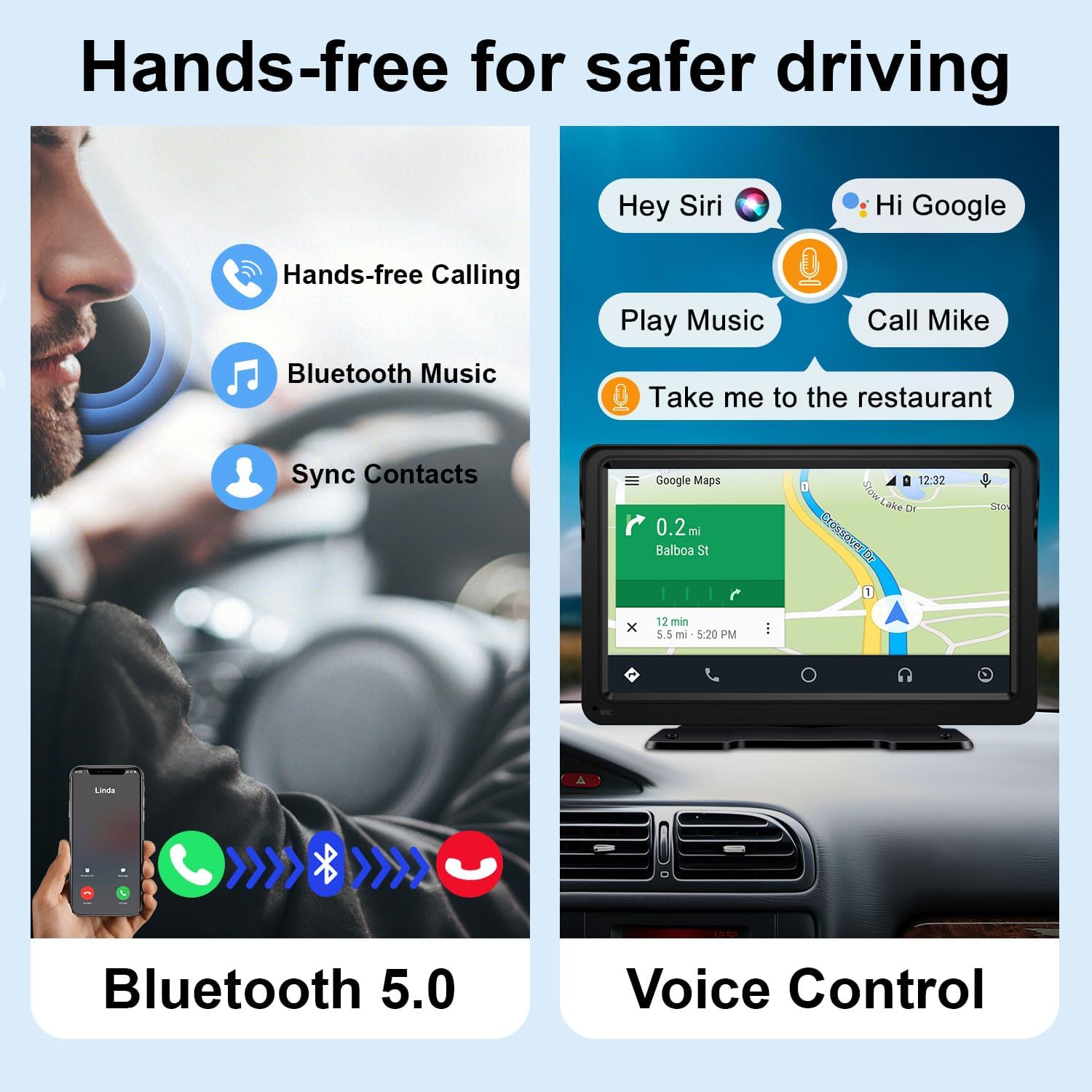 Portable 7 Inch Car Stereo with Bluetooth, GPS Navigation and Touchscreen I405000