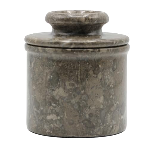 Butter Crock With Lid- Perfect Butter Keeper Crock- Classic Butter Bowl- Stylish French Butter Keeper - Purely Handcrafted Natural Marble -(White)