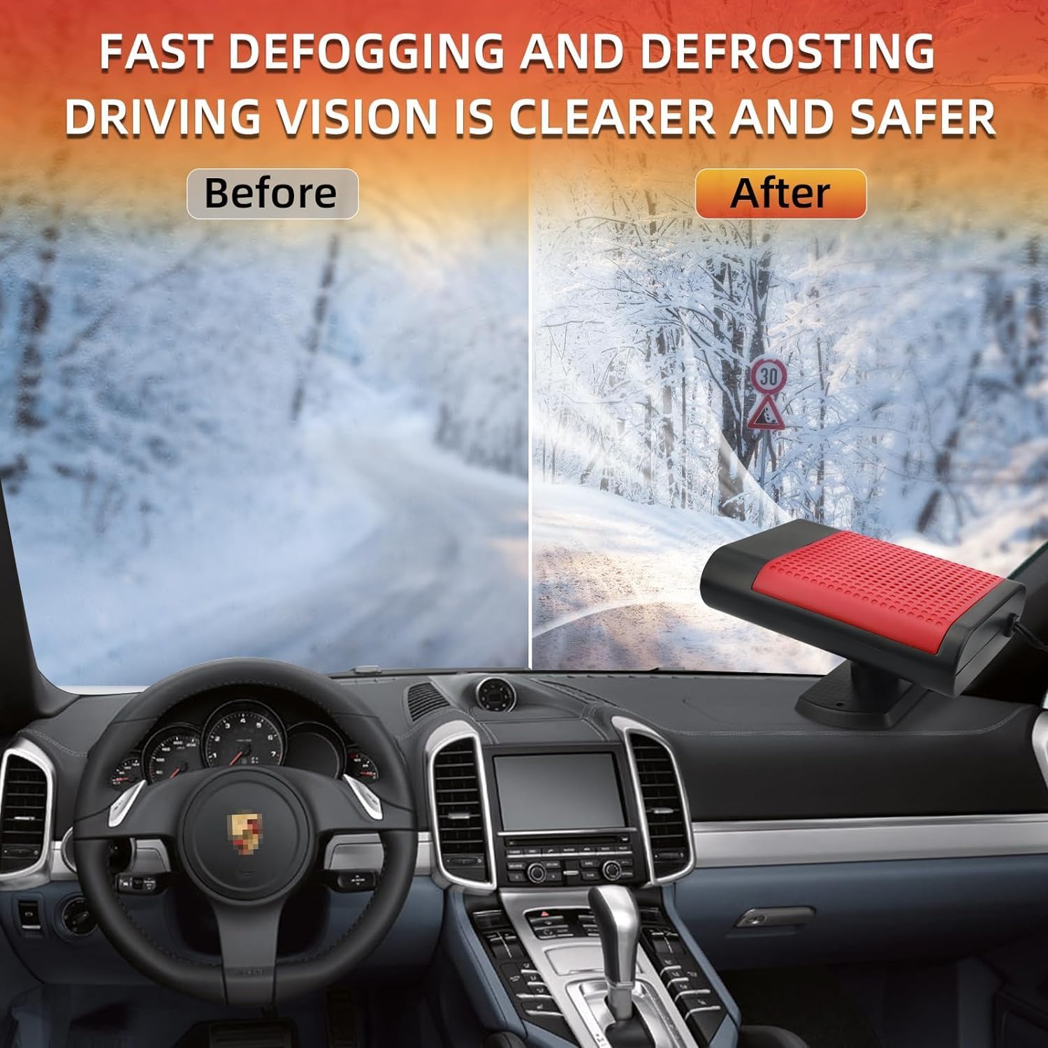 Portable 12V Car Heater Defroster with 360-Degree Suction Holder K2904