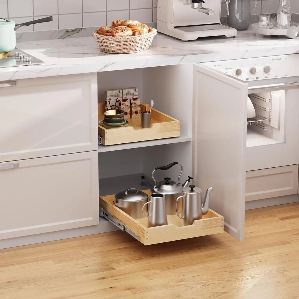 Pull Out Cabinet Organizer 14W x 21D, Heavy-Duty Sliding Drawers P90773