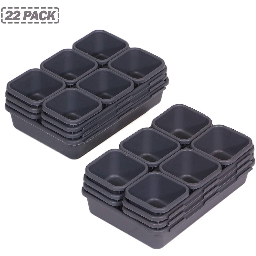 22-Piece Interlocking Desk Drawer Organizer Trays with Dividers E504721