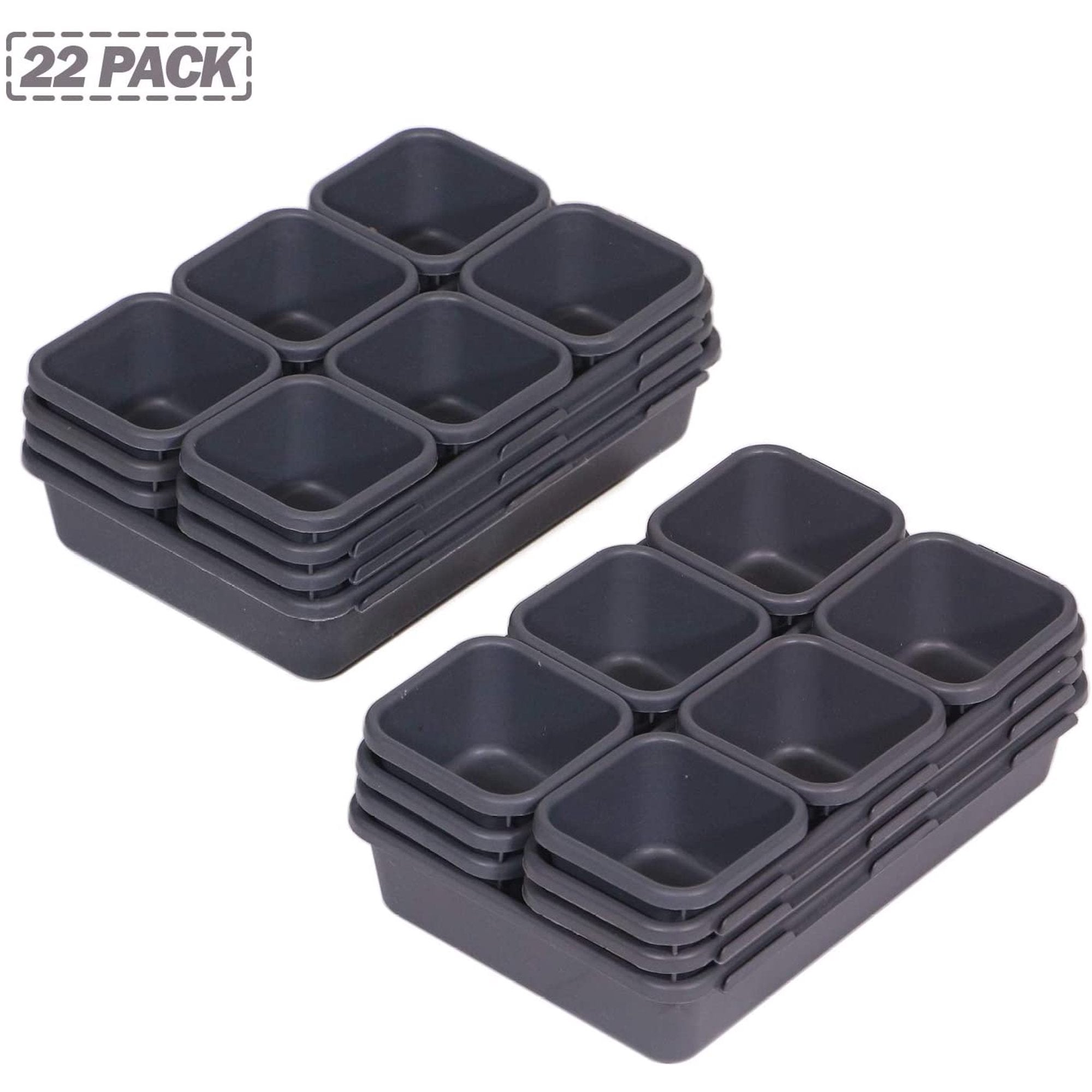 22-Piece Interlocking Desk Drawer Organizer Trays with Dividers E504721