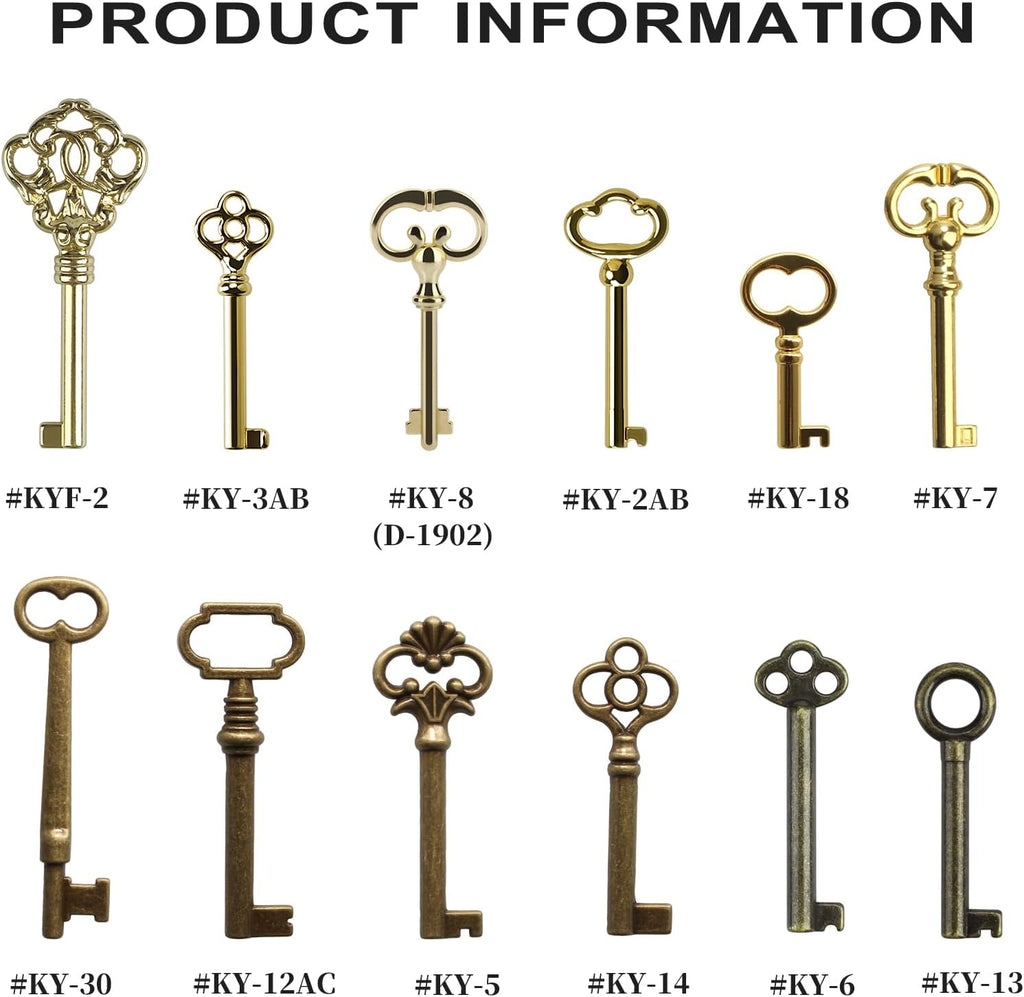 12-Key Universal Replacement Skeleton Keys Kit for Antique Furniture and Cabinets R846602