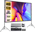 Projector Screen and Stand 180 Inch, LEORFI Outdoor Portable Projector Movie Screen Pull Down, Indoor Projections Screen with Stand 16:9 4K Full HD Support Height Adjustable for Home Theater Camping