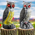 Solar Fake Owl Decoy to Scare Birds Away with Red Flashing Eyes and Frightening Sound Plastic Battery Operated Owl Scarecrow for Garden Yard(Gray, 2 Pcs)
