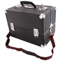 Professional Aluminum Makeup Train Case 14inch with swivel carrying handle, 6 Trays Cosmetic Cases Makeup Storage Organizer Lockable Cosmetic Box for Women and Girls (Black)
