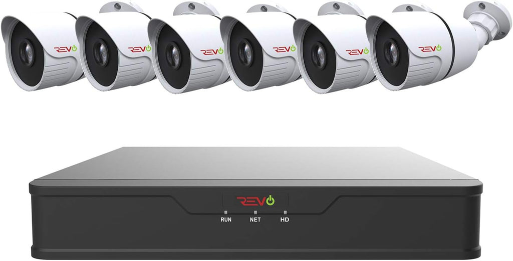 REVO America Hybrid 8Ch. 2TB HDD DVR Video Security System, 6 x 1080p Indoor/Outdoor IR Bullet Cameras - Remote Access via Smart Phone, Tablet, PC & MAC (RUH81B6G-2T)
