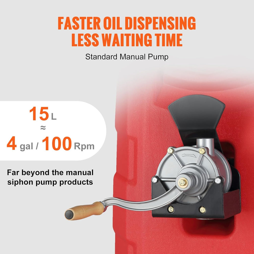 16 Gallon Fuel Caddy, Portable Gas Storage Tank with Hand Pump K172