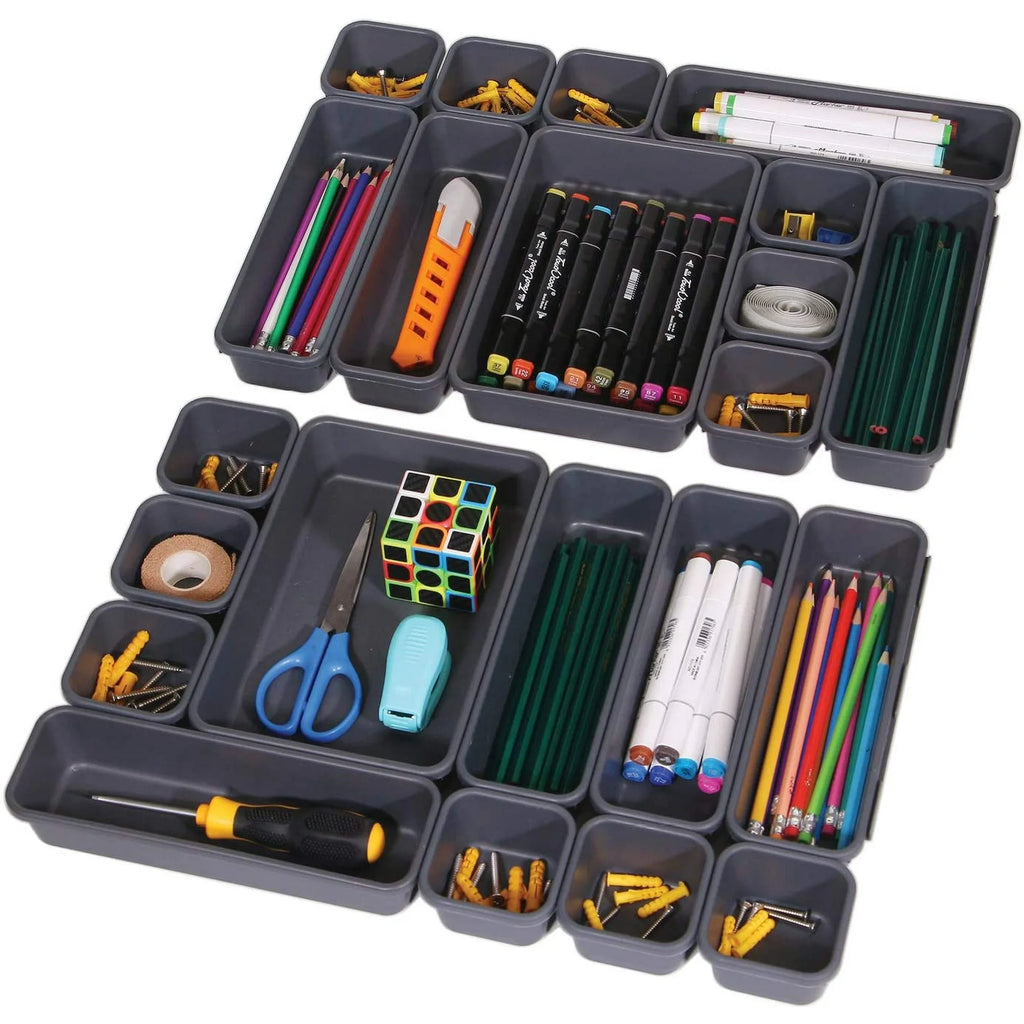 22-Piece Interlocking Desk Drawer Organizer Trays with Dividers E504721