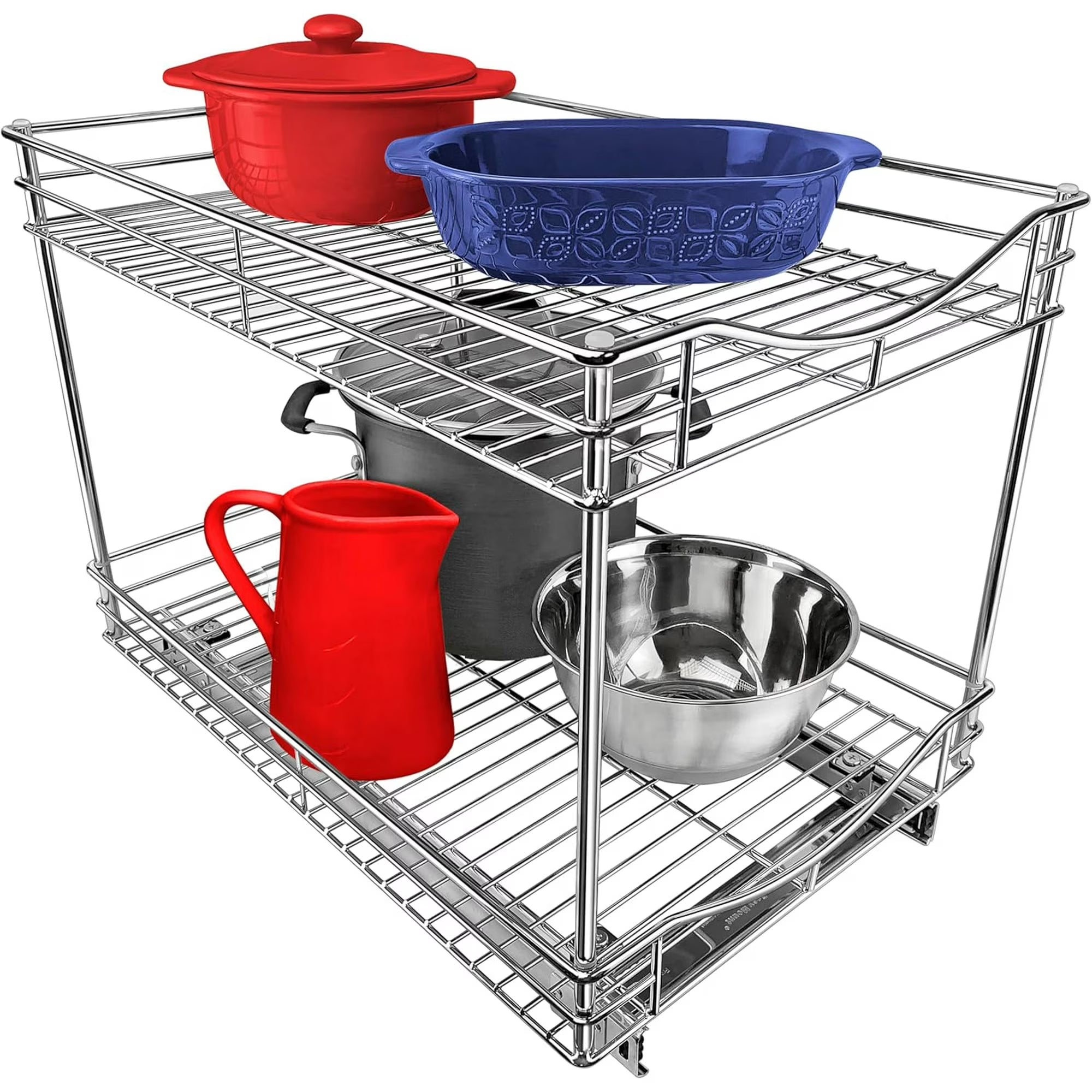 ® Pull Out Cabinet Organizer - 14x 18- Slide Out Drawer for Kitchen Cabinets - Sliding Pantry Shelves - Roll Out Shelf for Pots, Pans, Lifetime Ltd Warranty - 2 Tier