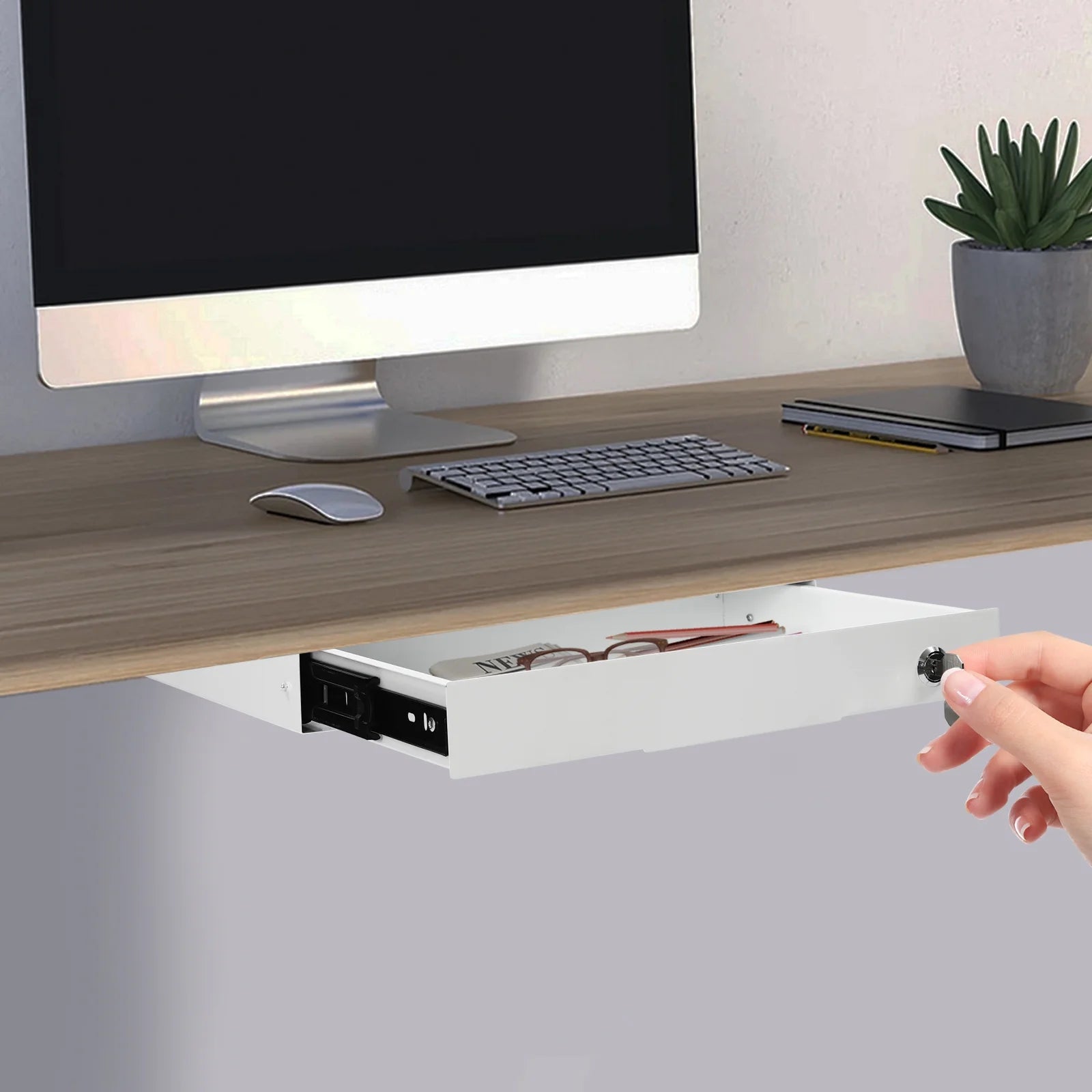 Under Desk Sliding Pull-out Drawer Storage Organizer B3387