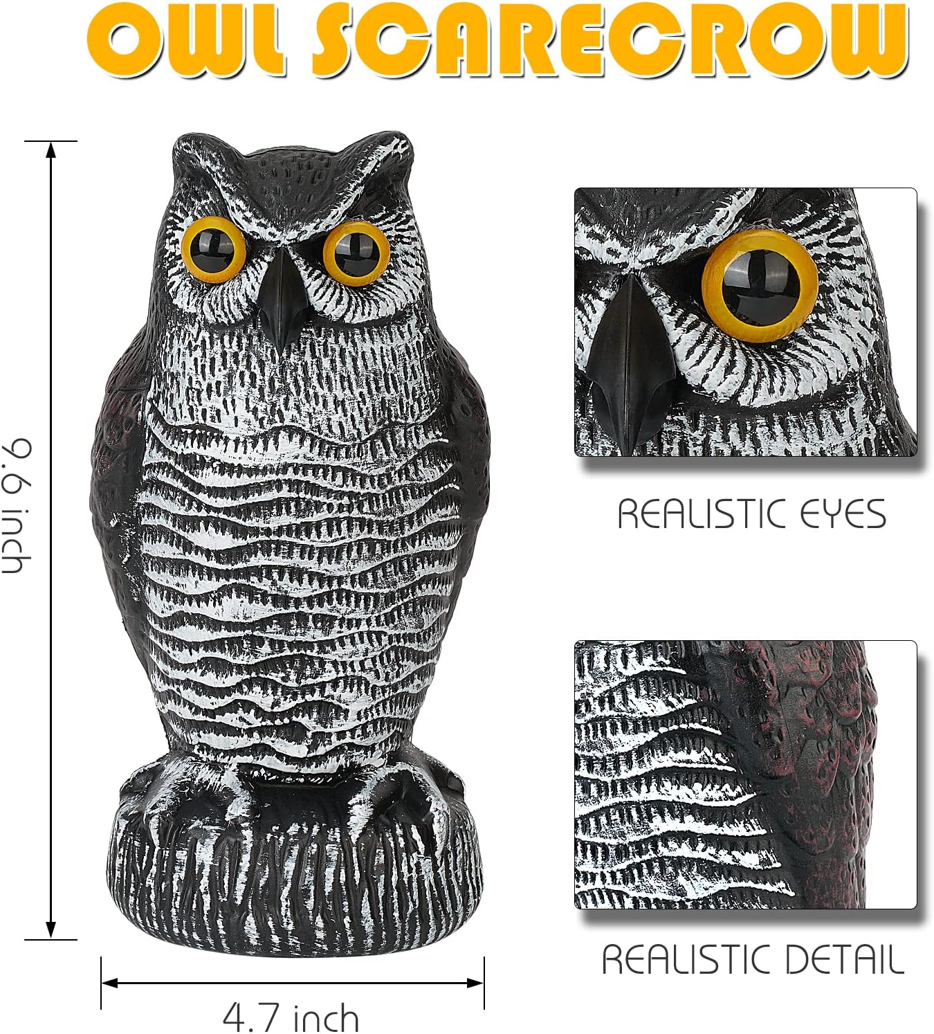 3-Pack Weatherproof Owl Decoys for Bird Deterrent R172598