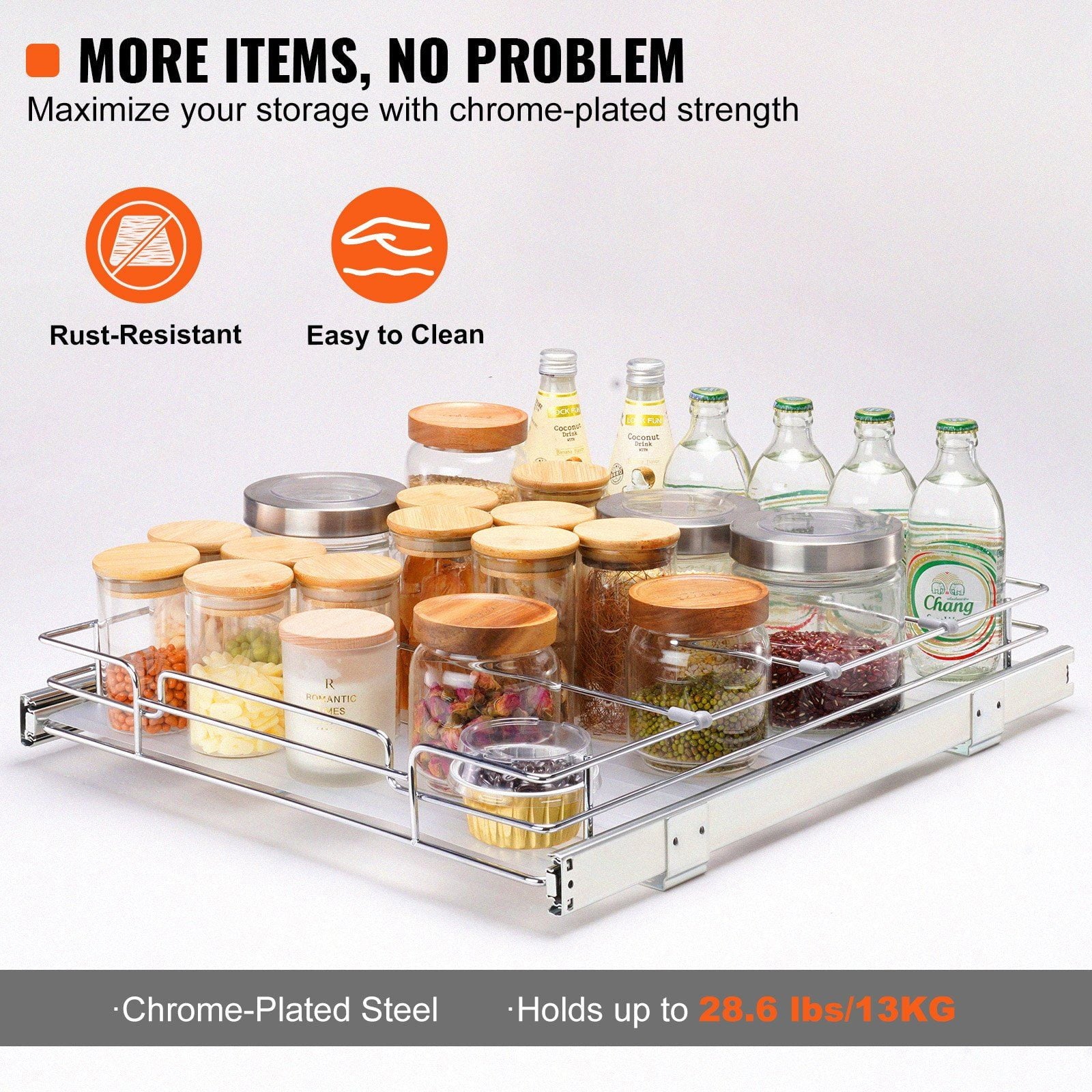 Pull Out Cabinet Organizer, Sliding Shelves for Kitchen & Bathroom J54668