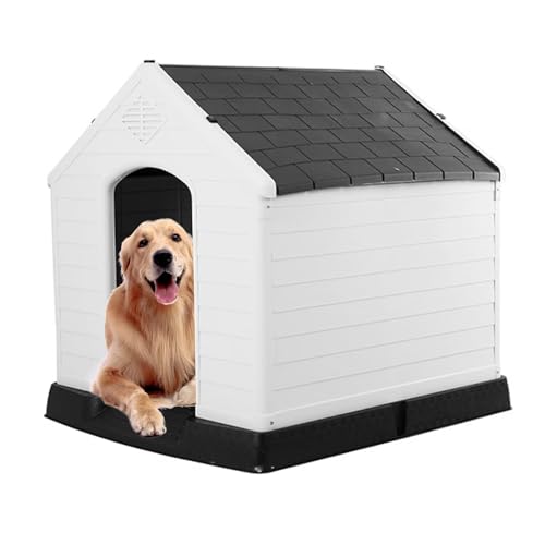 Plastic Dog House Outdoor Indoor Weatherproof Extra Large Dog House Insulated Dog Kennel for Small to Large Dogs(Green, 28.7" L x 26" W x 28" H)