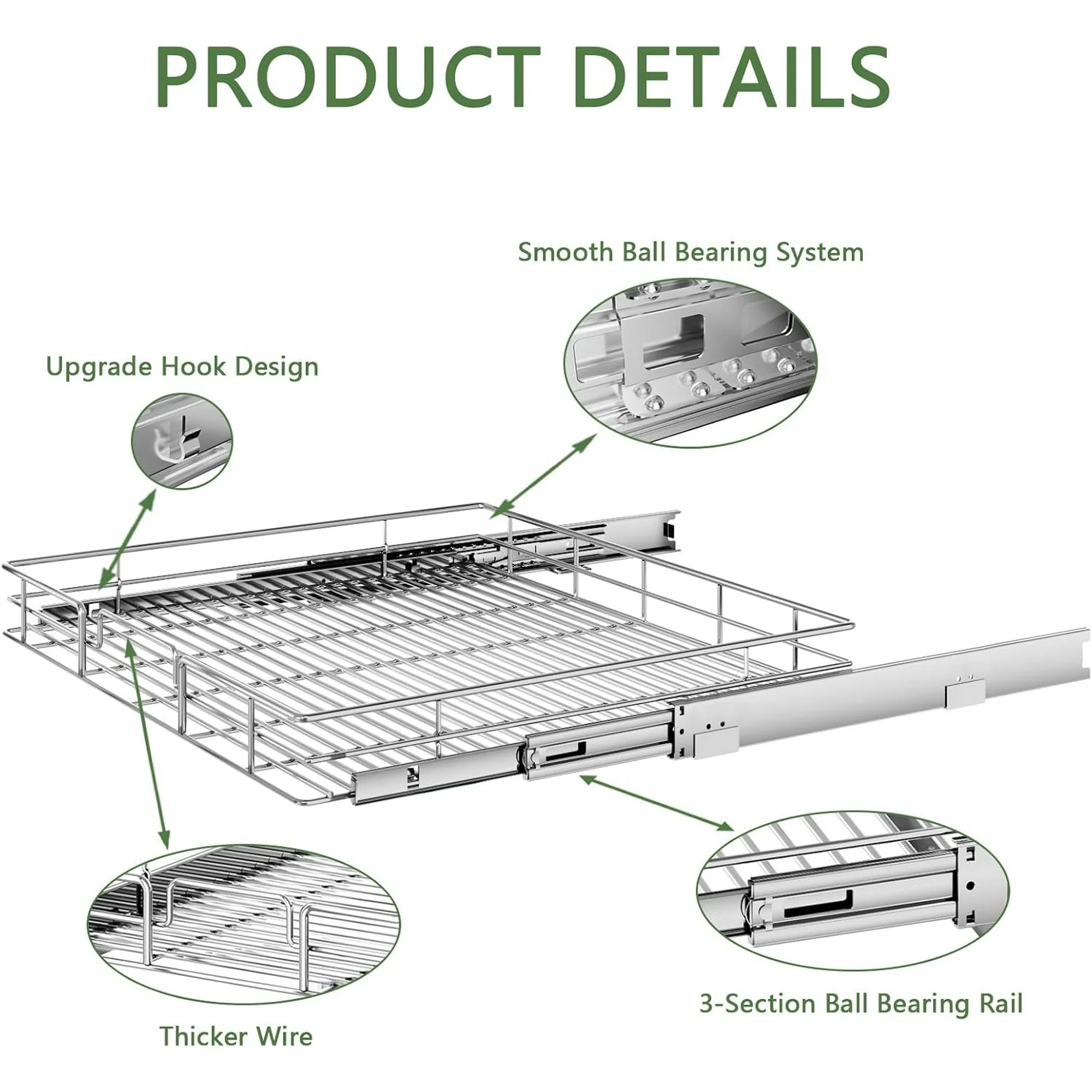 Pull Out Cabinet Organizer 27W x 21½D, Heavy Duty Slide Out Shelves E42701