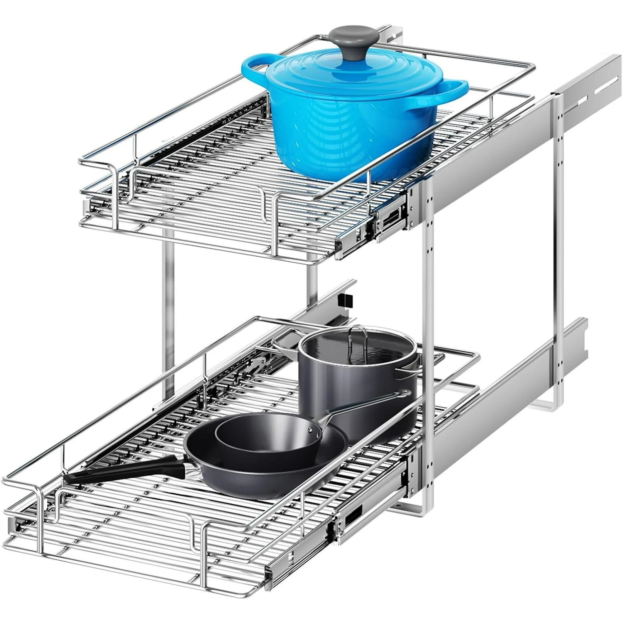 Pull Out Cabinet Organizer 27W x 21½D, Heavy Duty Slide Out Shelves E42701