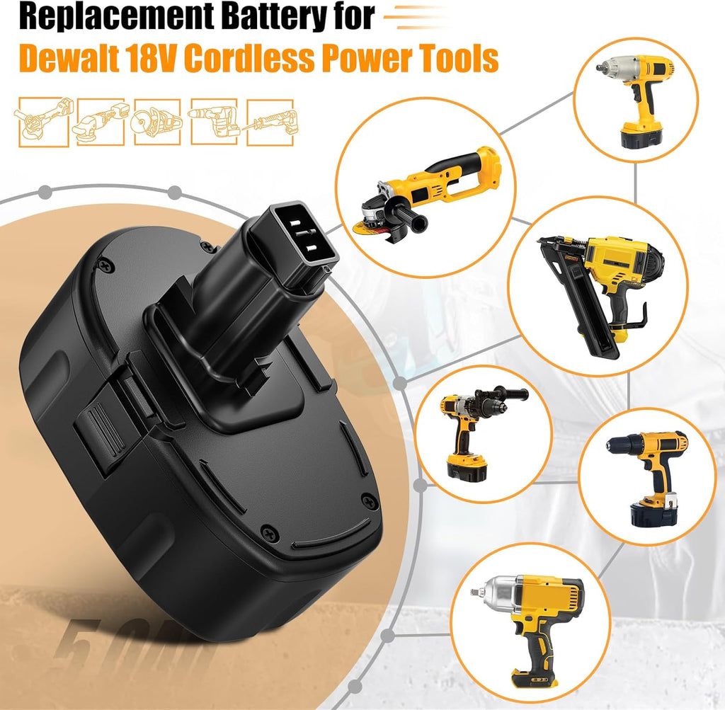 5.0Ah Replacement for Dewalt 18V Battery 2Pack M77167