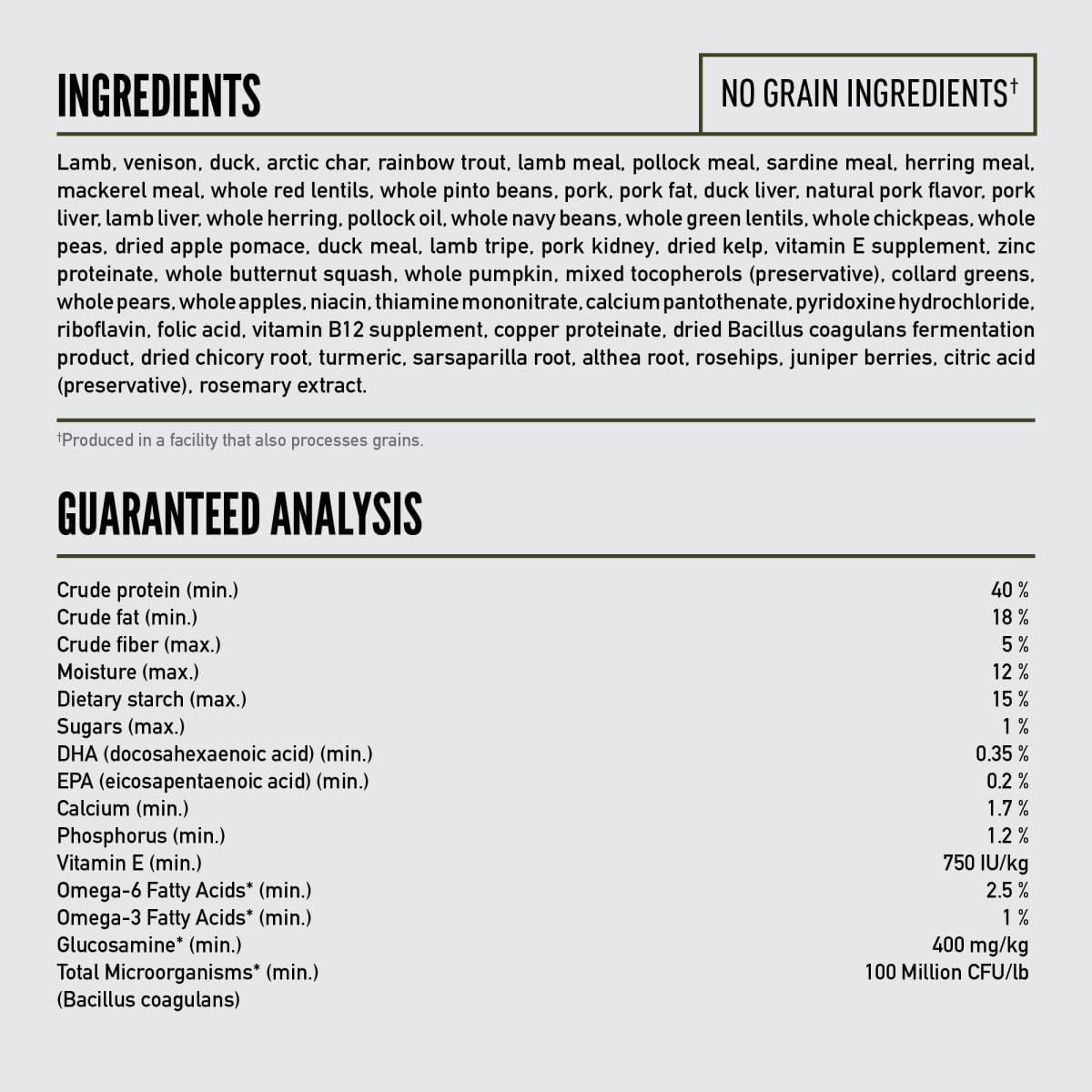 Dry Dog Food, Grain Free, Fresh or Raw Ingredients, 23.5lb V55612