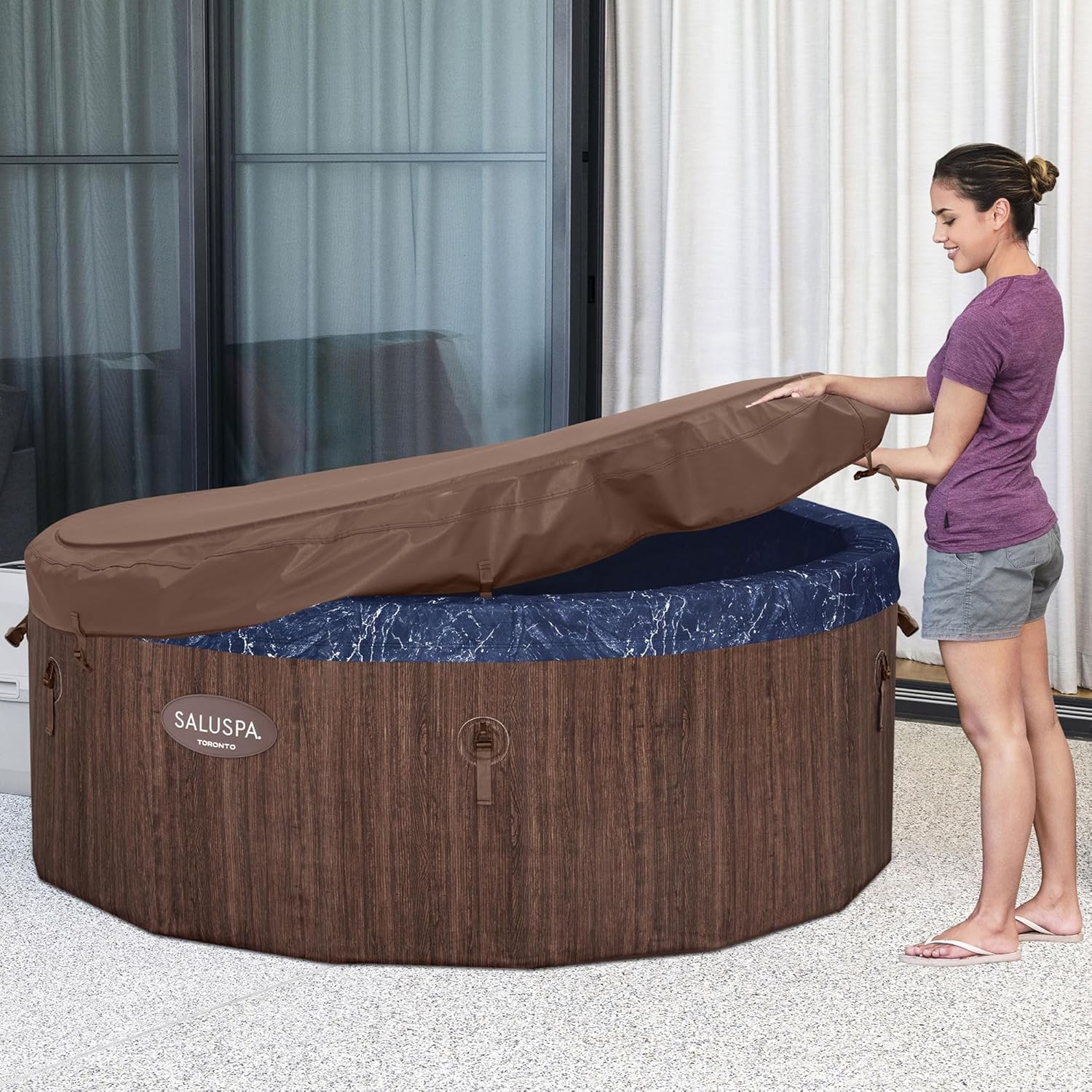 7-Person Smart AirJet Plus Hot Tub with App Control, Cover, Pump, Pillows, and Repair Patch C7726