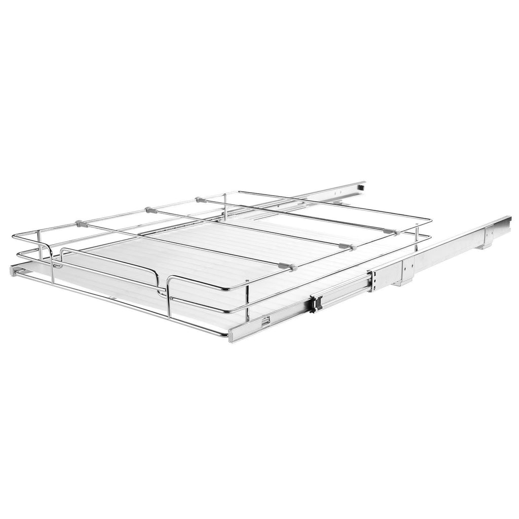 17W x 21D Heavy Duty Pull Out Cabinet Organizer, Chrome Steel Roll Out Shelves for Pantry/Kitchen/Bathroom, Under Sink Sliding Drawer Storage