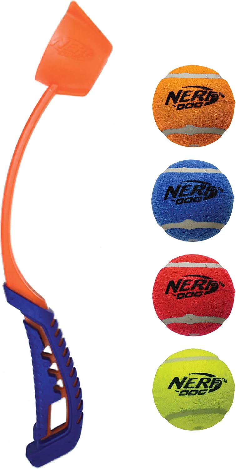 Dog Toy Gift Set with Air Strike Launcher and Squeak Tennis Balls J28666