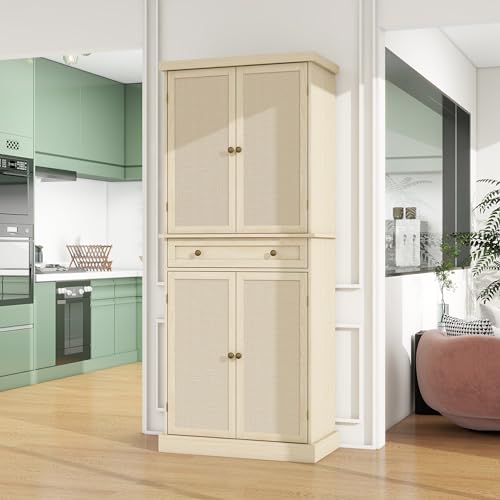 Modern Pantry Cabinet with Wine Rack for Dining Room and Kitchen H2336
