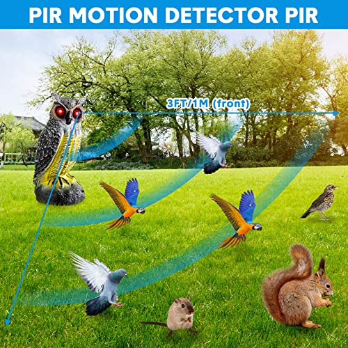 Owl Decoy with Red Flashing Eyes for Garden Yard, 2 Pack T53383